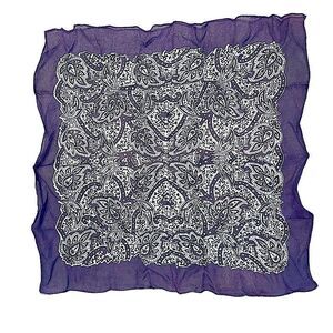 Purple and White Paisley Chiffon Handkerchief, Pocket Square, Neckerchief